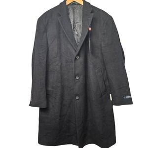 Chaps Mens Black Wool Blend Overcoat 46 Regular PGANO2SR0000 New With Tags